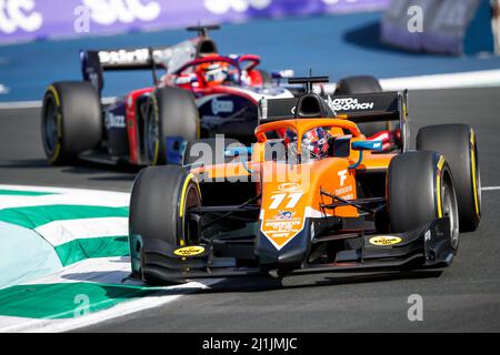 Dschidda, Saudi-Arabien. 26. März 2022. 11 DRUGOVICH Felipe (BRA), MP Motorsport, Dallara F2, Aktion während des 2.. Rennens der FIA Formula 2 Championship 2022 vom 25. Bis 27. März 2022 auf dem Jeddah Corniche Circuit, in Jeddah, Saudi-Arabien - Foto Joao Filipe / DPPI Credit: DPPI Media/Alamy Live News Stockfoto