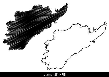 Leka Island (Königreich Norwegen) Karte Vektorgrafik, Skizze Leka Karte Stock Vektor