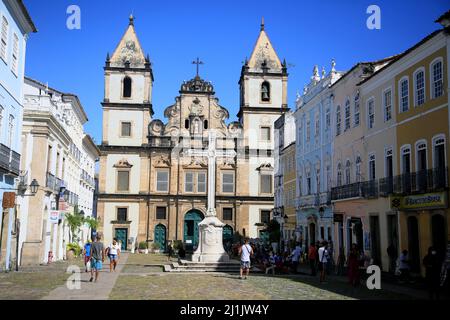 salvador, bahia, brasilien - 25. märz 2022: Blick auf die Sao Francisco Kirche in der Pelourinhoregion, Historisches Zentrum der Stadt Salvador. Stockfoto