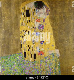 Gustav Klimts der Kuss (1907–1908) berühmtes Gemälde Stockfoto