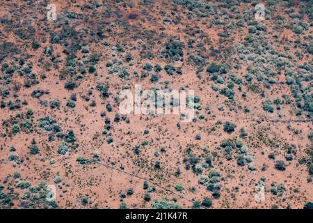 Wunderschöne Luftaufnahme der Sere Shroblands der Savanne im Great Rift Valley in Kenia Stockfoto