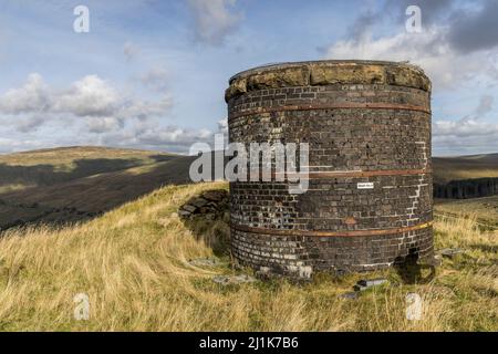 Luftschacht über dem Blea Moor-Tunnel auf der Selle to Carlisle Railway, Yorkshire Dales, Großbritannien Stockfoto