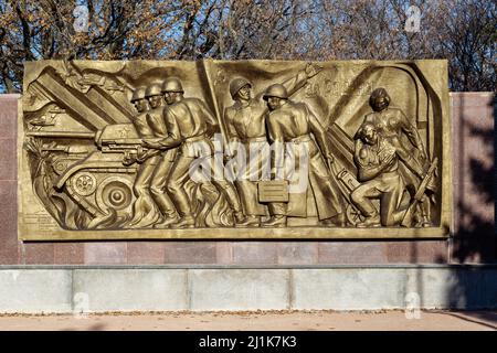 SWJATOGORSK, UKRAINE - 31. OKTOBER 2021: Dies ist ein Fragment der Gedenkstätte des Großen Vaterländischen Krieges. Stockfoto