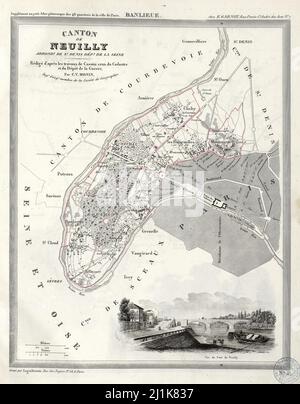 Vintage-Karte Frankreich Kantone 19. Jahrhundert. Alle Karten sind wunderschön von Hand gezeichnet und illustriert und zeigen Frankreich zu der Zeit. Stockfoto