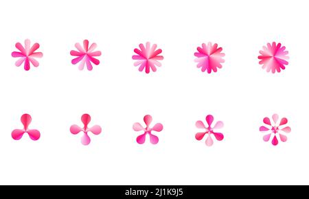 Set von floralen Blütenblatt Symbole Element Form strukturierte Grafik Vektor und Illustration Stock Vektor