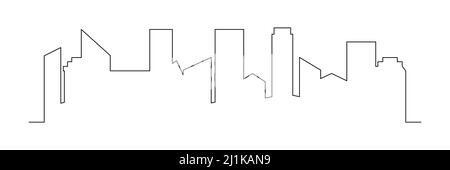 Kontinuierliche Linie zeichnen Stadtgebäude. Stadt eine Linie Kunst Stock Vektor