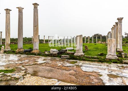 Ruinen von Salamis in Yeni Boğaziçi, Türkische Republik Nordzypern (TRNC) Stockfoto