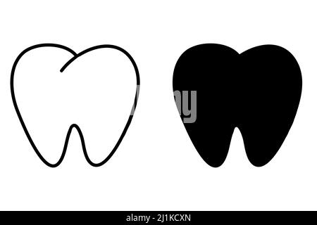 Set Silhouette menschlichen Zahn, Zahnmedizin und Hygiene Symbol Symbol, Illustration Stockfoto