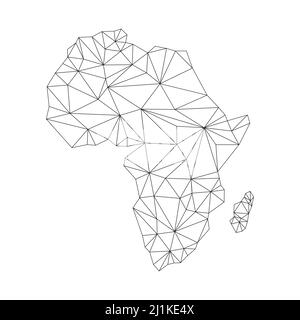 Afrika-Karte mit polygonalen Formen. Weltkarte linearer Kontinent. Karte des afrikanischen Kontinents mit dreieckigen Linienelementen. Stock Vektor