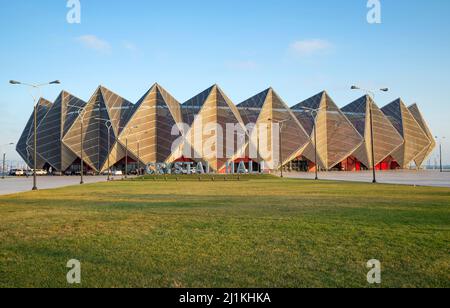 BAKU, ASERBAIDSCHAN - 29. DEZEMBER 2017: Baku Crystal Hall Sports and Concert Complex. Aserbaidschan Stockfoto