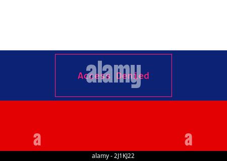 Hacker Russland. Digitale russische Flagge und ein binäres Cybersicherheitskonzept mit 0 und 1. Computerhacker Russland. Dreifarbiger Hintergrund. Stockfoto