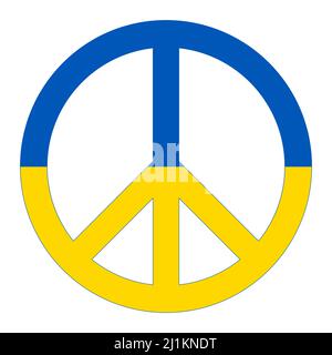 Friedenszeichen in den Farben der ukrainischen Flagge. Kein Kriegskonzept Stock Vektor