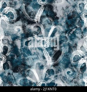 Nahtloses, marineblaues und weißes abstraktes, graues, nahtloses Oberflächenmuster für den Druck Stockfoto