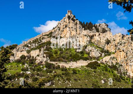 St. Hilarion Castle (St. Hilarion Kalesi Zirve) Karaman, Türkische Republik Nordzypern (TRNC) Stockfoto