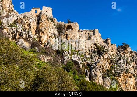 St. Hilarion Castle (St. Hilarion Kalesi Zirve) Karaman, Türkische Republik Nordzypern (TRNC) Stockfoto