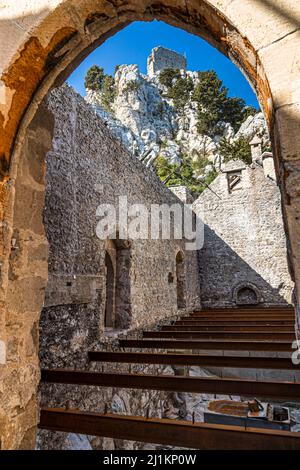 St. Hilarion Castle (St. Hilarion Kalesi Zirve) Karaman, Türkische Republik Nordzypern (TRNC) Stockfoto