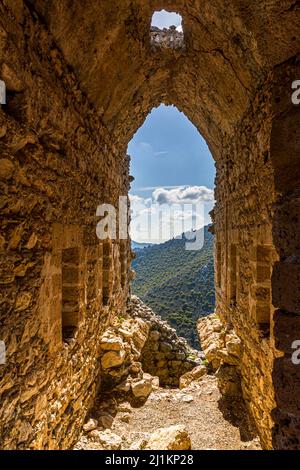 St. Hilarion Castle (St. Hilarion Kalesi Zirve) Karaman, Türkische Republik Nordzypern (TRNC) Stockfoto