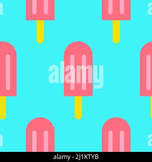 Nahtloses Muster Eislippesikel auf einem Stock, Beerensorbet. Design für Stoff, Geschenkpapier, Cover, Web, Print, Tapete, Textil Stockfoto