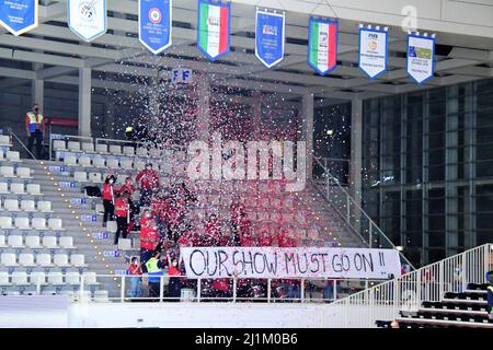 Trient, Italien. 26. März 2022. Gasverkäufe Piacenza während des Playoffs - ITAS Trentino vs Gasverkäufe Bluenergy Piacenza, Volleyball Italienische Serie A Superliga-Meisterschaft der Männer in Trient, Italien, März 26 2022 Quelle: Independent Photo Agency/Alamy Live News Stockfoto