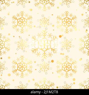 Nahtlose weiße weihnachten Muster mit goldenen Schneeflocken Vektor EPS 10 Stock Vektor