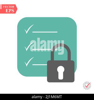 Symbol für Text- oder Dateisperre in einfacher Gliederungsgestaltung. Leeres klares Blatt für Ihr Design. Kreatives ui-Symbol. vektor Stock Vektor