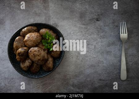 Mombar in ِArabic oder was auch Fawaregh genannt wird, sind einfach gefüllte Schafswürste mit Reis und Hummus Stockfoto