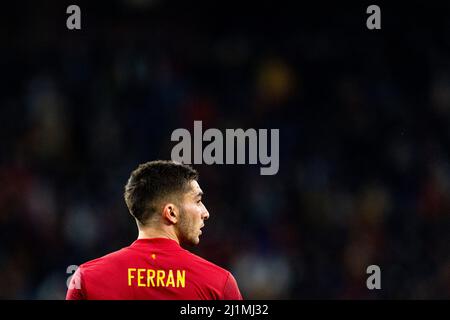 Barcelona, Spanien. 26. März 2022. Ferran Torres (Spanien) ist während eines Fußballspiels zwischen Spanien und Albanien im Cornella-El Prat-Stadion am 26. März 2022 in Barcelona, Spanien, abgebildet. Foto: Siu Wu. Kredit: dpa/Alamy Live Nachrichten Stockfoto