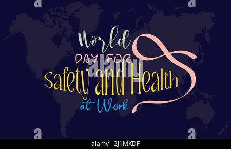 Welttag für Sicherheit und Gesundheit am Arbeitsplatz. Vorlage zum Sicherheitsbewusstsein für Banner, Karte, Hintergrund Stock Vektor
