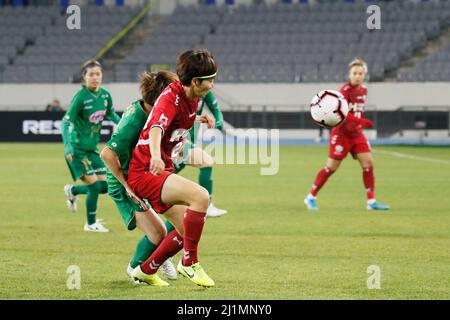 Nov 28, 2019-Yongin, Südkorea-Kang Chae Rim von Incheon Hyundai Steel Red Angels Aktion während eines Women's Club Championship 2019-FIFA/AFC Pilot Tournament im Yongin Citizens Park in Yongin, Südkorea. Stockfoto