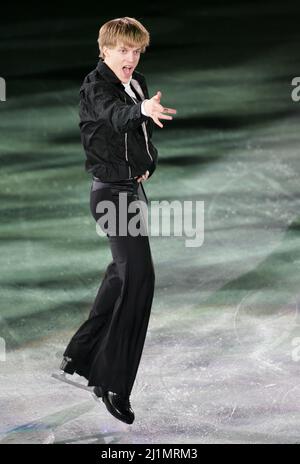 14. Dez 2008-Goyang, Südkorea der tschechoslowakische Thomas Verner tritt während der Galaausstellung der ISU Grand Prix of Figure Skating Final Exhibition 2008/2009 in Goyang bei Seoul am 14. Dezember 2008 auf. Stockfoto