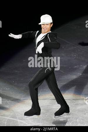 14. Dez 2008-Goyang, Südkorea der französische Florent Amodio tritt während der Galaausstellung der ISU Grand Prix of Figure Skating Final Exhibition 2008/2009 in Goyang bei Seoul am 14. Dezember 2008 auf. Stockfoto