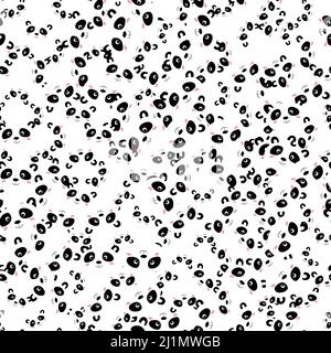 Nahtloses Muster mit niedlichem Panda auf weißem Hintergrund. Lustige asiatische Tiere. Karte, Postkarten für Kinder. Flache Vektorgrafik für Stoff, Textil Stock Vektor