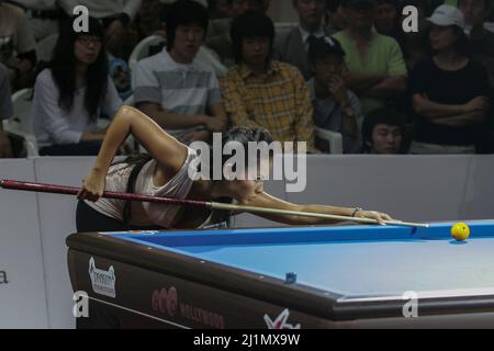 Sep 15, 2007-Goyang, Südkorea-Shanelle Loraine aus Japan bei einem XTM International Team Carom Challenge-Spiel in Goyang, Südkorea. Stockfoto