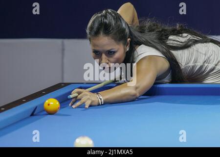 15. Sep 2007-Goyang, Südkorea-Shanelle Loraine aus Japan bei einem XTM International Team Carom Challange-Spiel in Goyang, Südkorea. Stockfoto