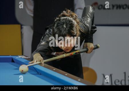 Sep 15, 2007-Goyang, Südkorea-Cha You RAM of South Korea Action während eines XTM International Team Carom Challange Spiels in Goyang, Südkorea. Stockfoto