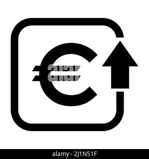 Symbol für die Erhöhung des Euro-Anstiegs. Einkommensvektor Symbol auf Hintergrund isoliert . Stock Vektor