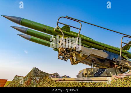 Russisches 2K12 KUB mobiles Boden-Luft-Raketensystem. Stockfoto