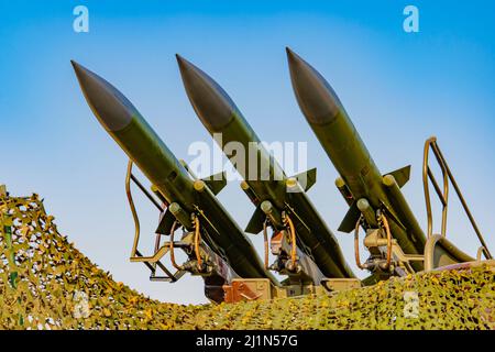 Russisches 2K12 KUB mobiles Boden-Luft-Raketensystem. Stockfoto