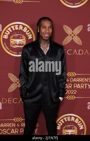 Los Angeles, USA. 26. März 2022. Tyga kommt bei Darren Dzienciol und Richie Akivas Oscar-Party an, die am Samstag, dem 26. März 2022, in einer Bel Air Residenz in Los Angeles, CA, stattfand. (Foto von Conor Duffy/Sipa USA) Quelle: SIPA USA/Alamy Live News Stockfoto