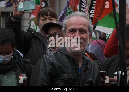 Madrid, Spanien. 26. März 2022. Protest gegen die Regierungsposition in Spanien vor der westsahara in Madrid, wo sahrawi und Kanaren für die Sahara behaupteten Kredit: CORDON PRESS/Alamy Live News Stockfoto
