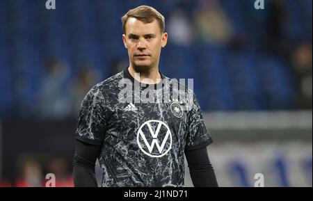Sinsheim, Deutschland. 26. Mar, 2022. firo : 03/26/2022, Fuvuball, Fußball: DFB-Nationalmannschaft, Männer, MV§nner, Testspiel, Lv§nderspiel, Freundschaftsspiel, Deutschland - Israel 2: 0 goalwart Manuel NEUER, GER Warming Up, Credit: dpa/Alamy Live News Stockfoto