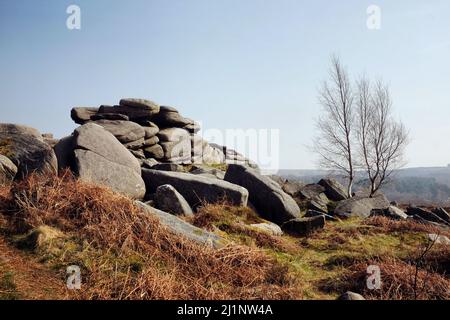 Owler Tor im Peak District, Derbyshire, Großbritannien Stockfoto