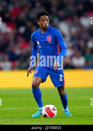 Der Engländer Kyle Walker-Peters beim internationalen Spiel der Alzheimer's Society im Wembley Stadium, London. Bilddatum: Samstag, 26. März 2022. Stockfoto