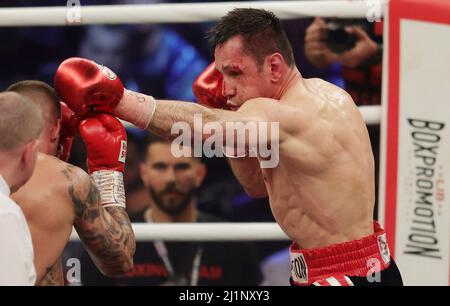 Dortmund, Deutschland. 26. Mär, 2022. firo : 26.. März 2022, Boxen, Boxen, WM-Qualifikationskampf Felix Sturm und Istvan SZILI/dpa/Alamy Live News Stockfoto