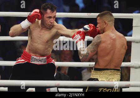 Dortmund, Deutschland. 26. Mär, 2022. firo : 26.. März 2022, Boxen, Boxen, WM-Qualifikationskampf Felix Sturm und Istvan SZILI/dpa/Alamy Live News Stockfoto