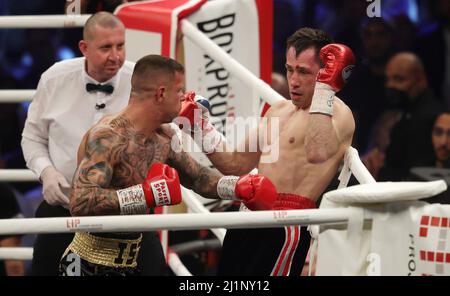 Dortmund, Deutschland. 26. Mär, 2022. firo : 26.. März 2022, Boxen, Boxen, WM-Qualifikationskampf Felix Sturm und Istvan SZILI/dpa/Alamy Live News Stockfoto