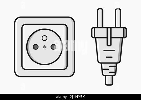 Flache Abbildung des Netzsteckers Typ e Vector Stock Vektor