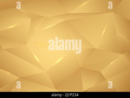 Abstraktes, goldenes Polygon-Template-Design mit Glitzer. Gut organisiertes Objekt für den Verwendungshintergrund. Stock Vektor