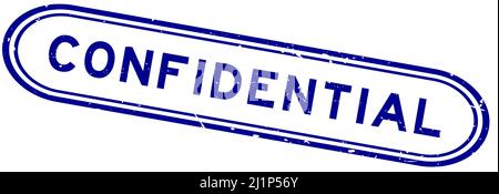 Grunge blau vertraulich Wort Gummi Stempel auf weißem Hintergrund Stock Vektor