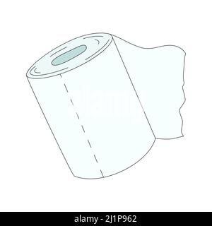 Toilettenpapierrolle im Cartoon-Stil. Vektordarstellung von Papiergewebe auf weißem Hintergrund isoliert Stock Vektor